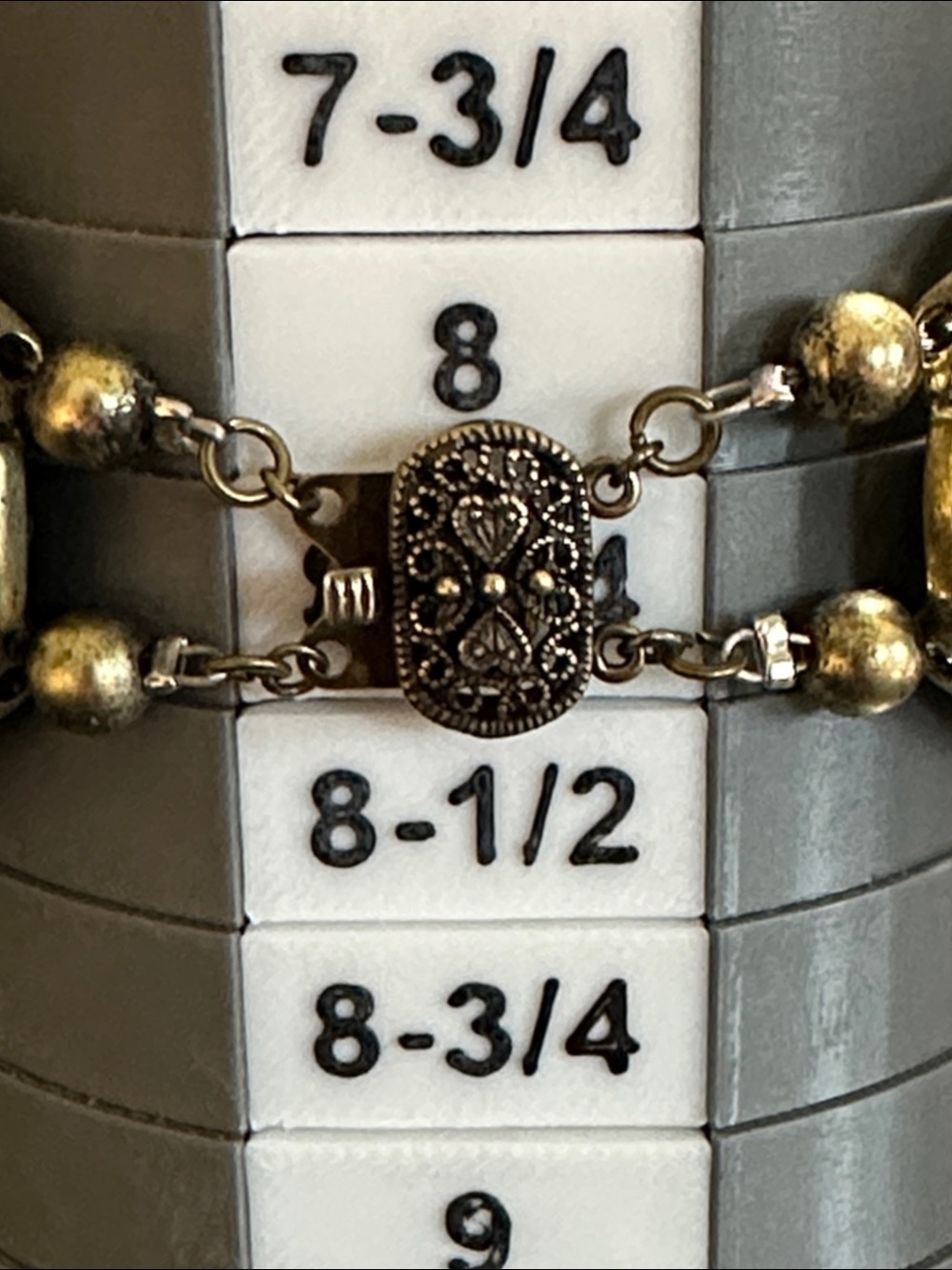 Bronze Tone Medallion Style Multicolored Bead Inlay Bracelet - Picture 12 of 16